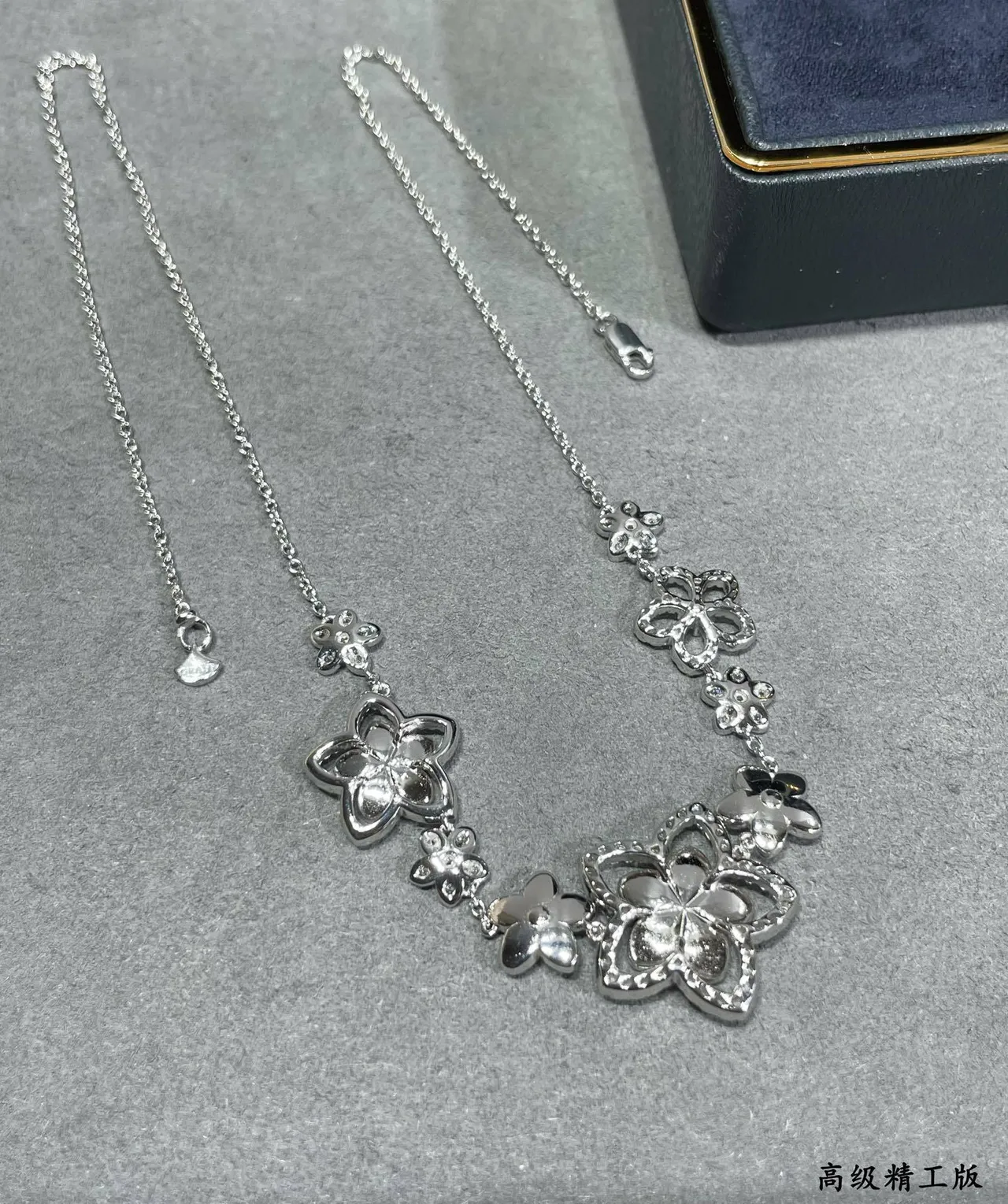 Silver-Tone Pavé Floral Motif Necklace 3