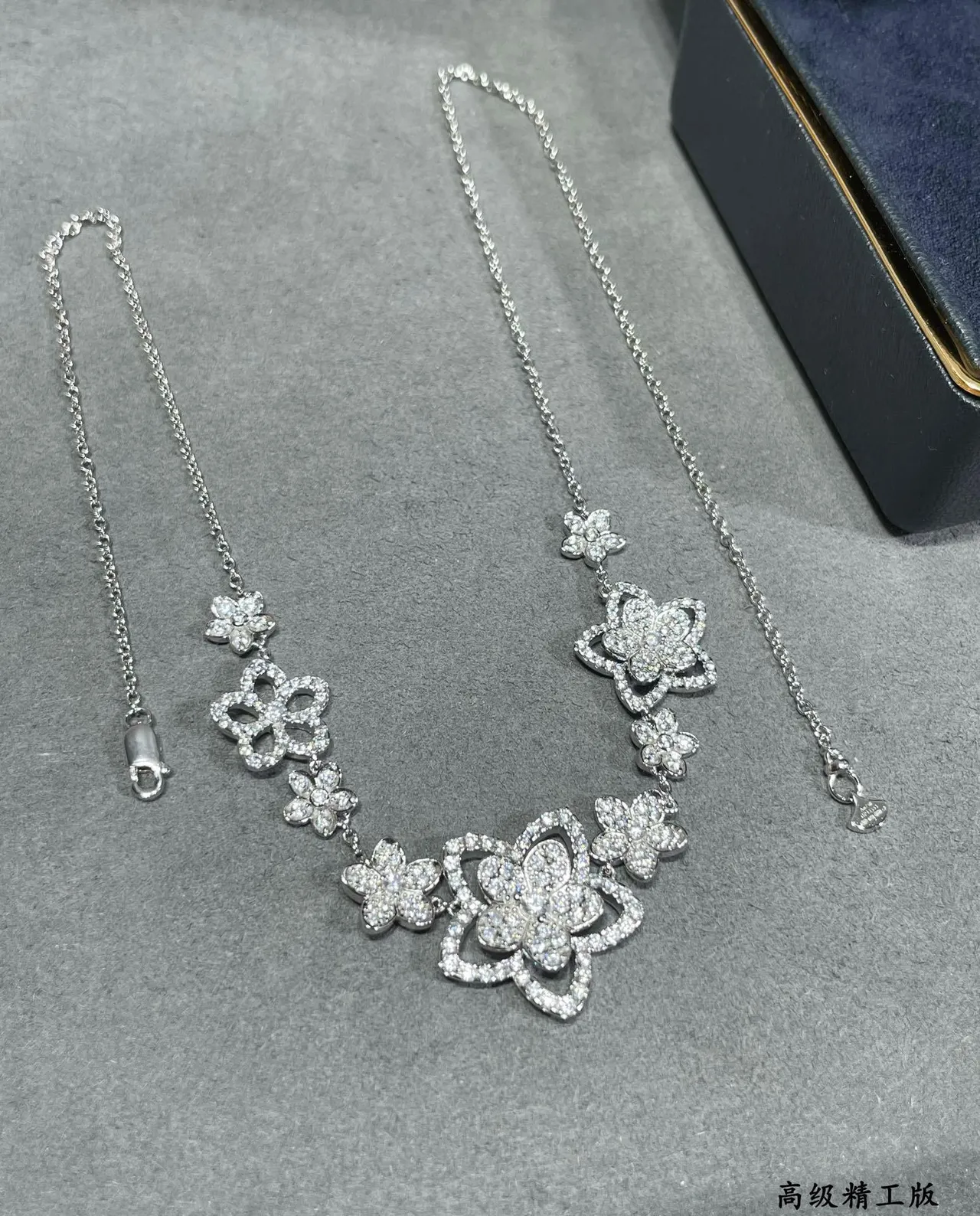Silver-Tone Pavé Floral Motif Necklace 6
