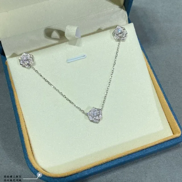 Silver-Tone Pavé Floral Rose Pendant Necklace 2