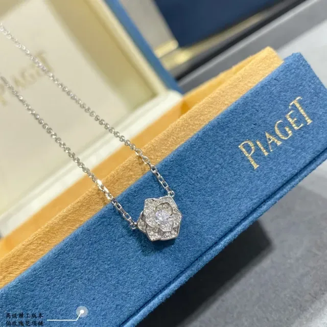 Silver-Tone Pavé Floral Rose Pendant Necklace 4