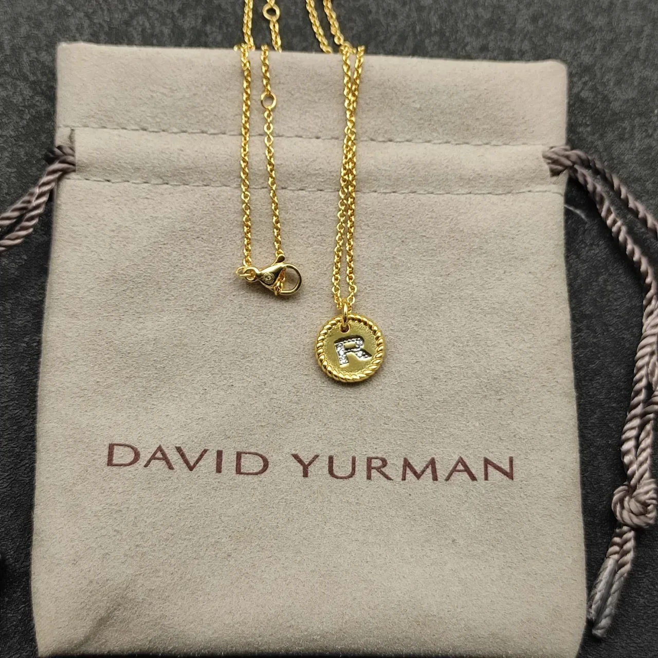 Silver-Tone Rope-Edge Initial R Disc Pendant Necklace 5