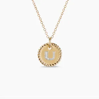 Silver-Tone Rope-Edge Letter U Pendant Necklace 2
