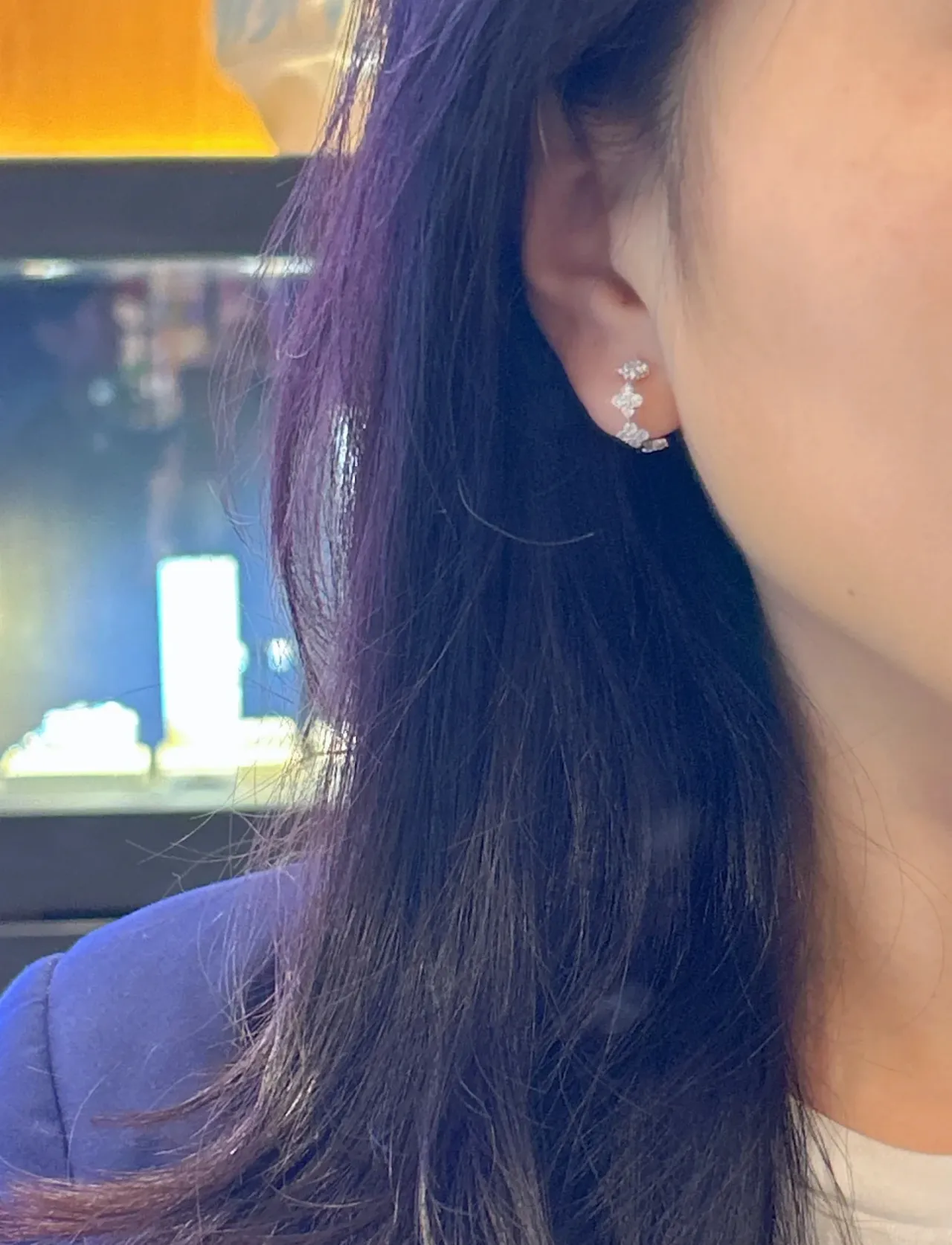 Silver Transparent Multi-Tiered Crystal Drop Metal Earrings 2