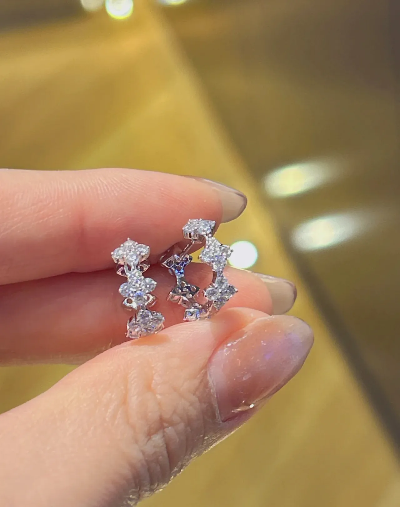 Silver Transparent Multi-Tiered Crystal Drop Metal Earrings 4