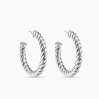 Silver Twisted Rope Hoop Earrings