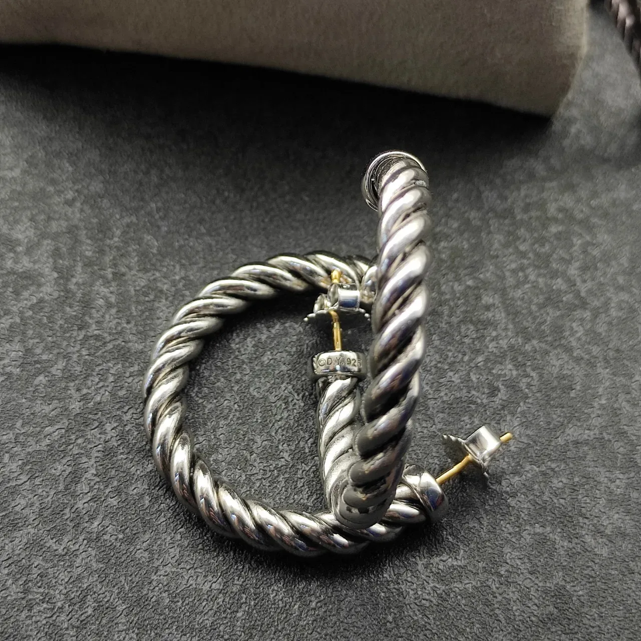 Silver Twisted Rope Hoop Earrings 4