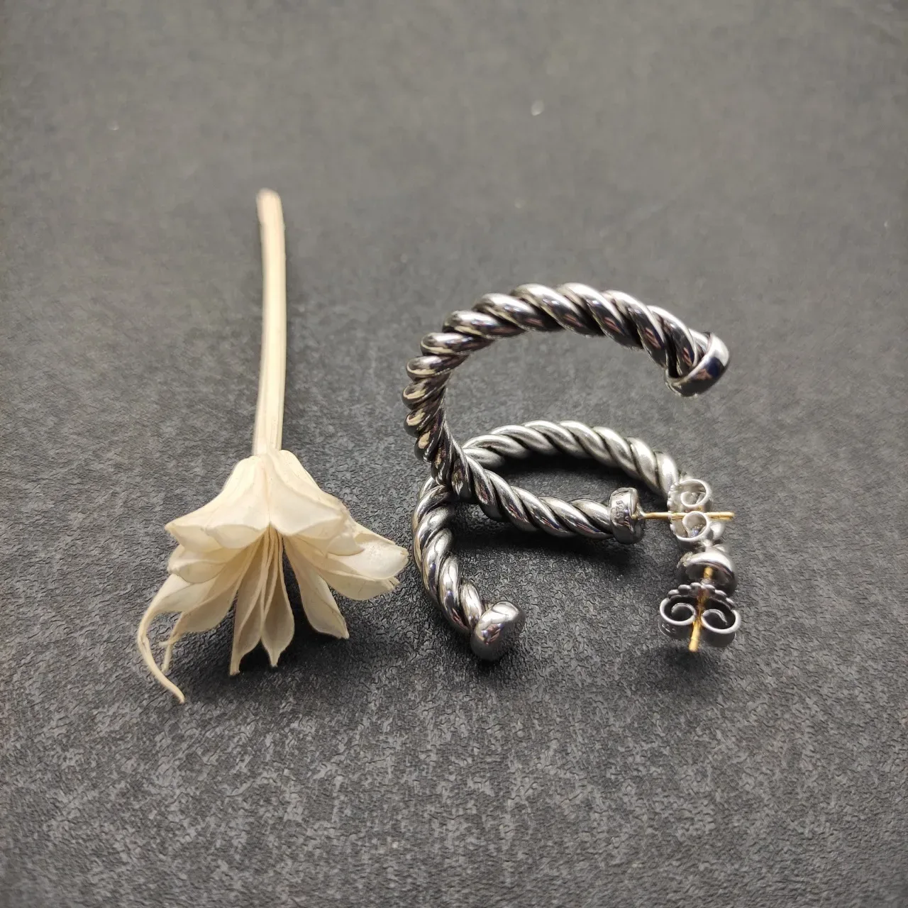 Silver Twisted Rope Hoop Earrings 6