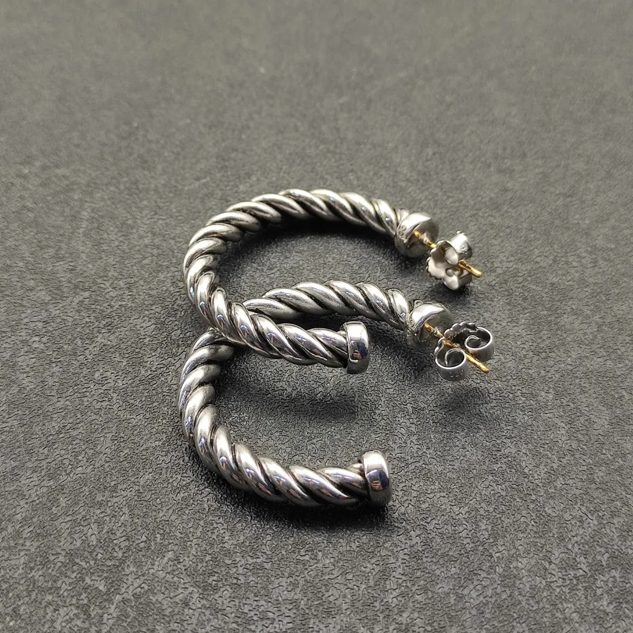 Silver Twisted Rope Hoop Earrings 7