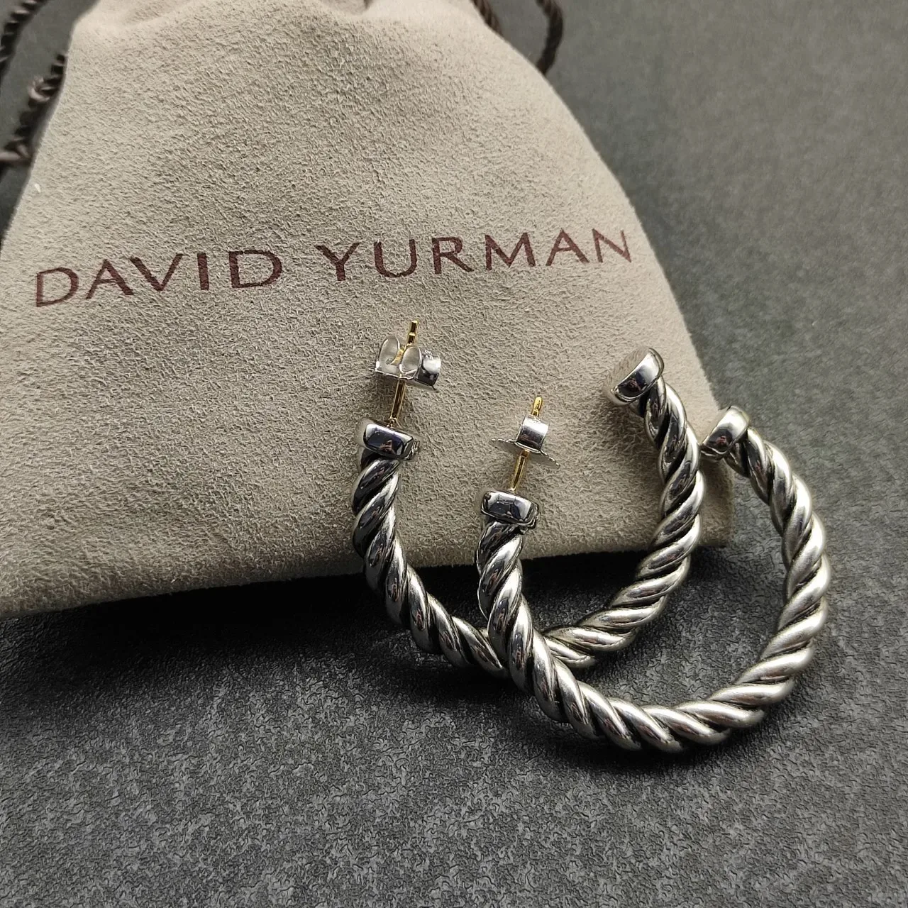 Silver Twisted Rope Hoop Earrings 9