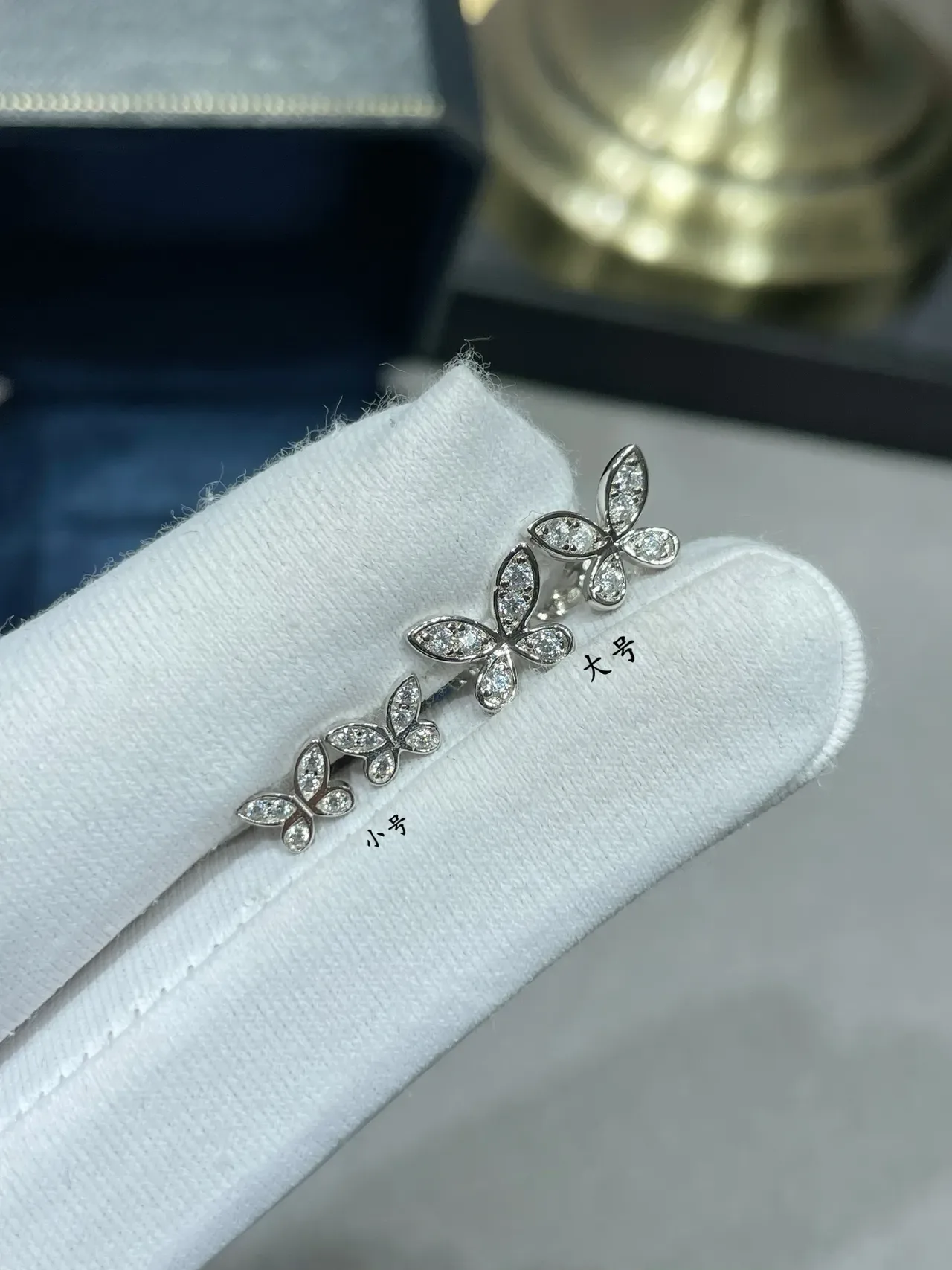 Silver White Butterfly-Shaped Pavé-Set Earrings 4