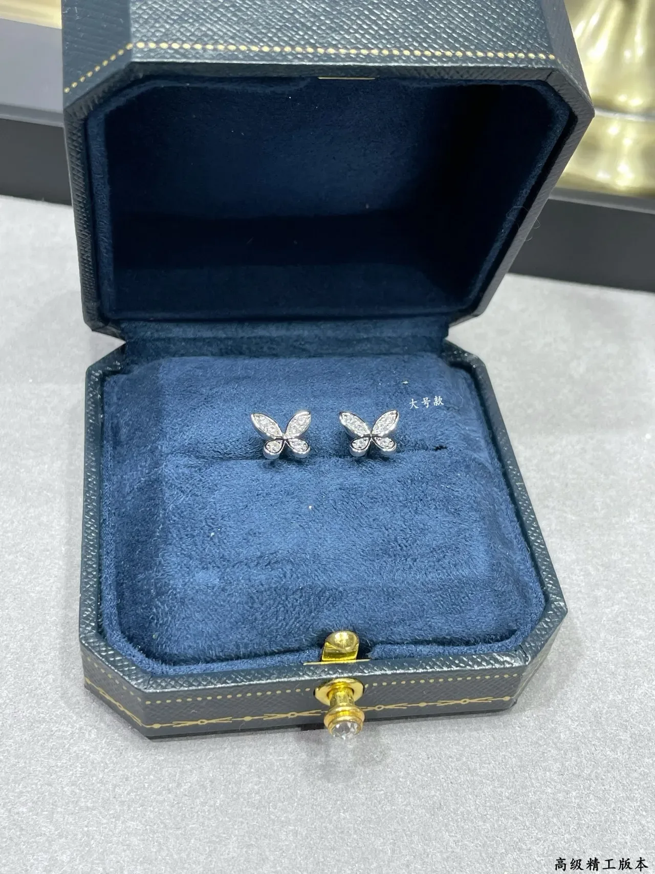 Silver White Butterfly-Shaped Pavé-Set Earrings 7