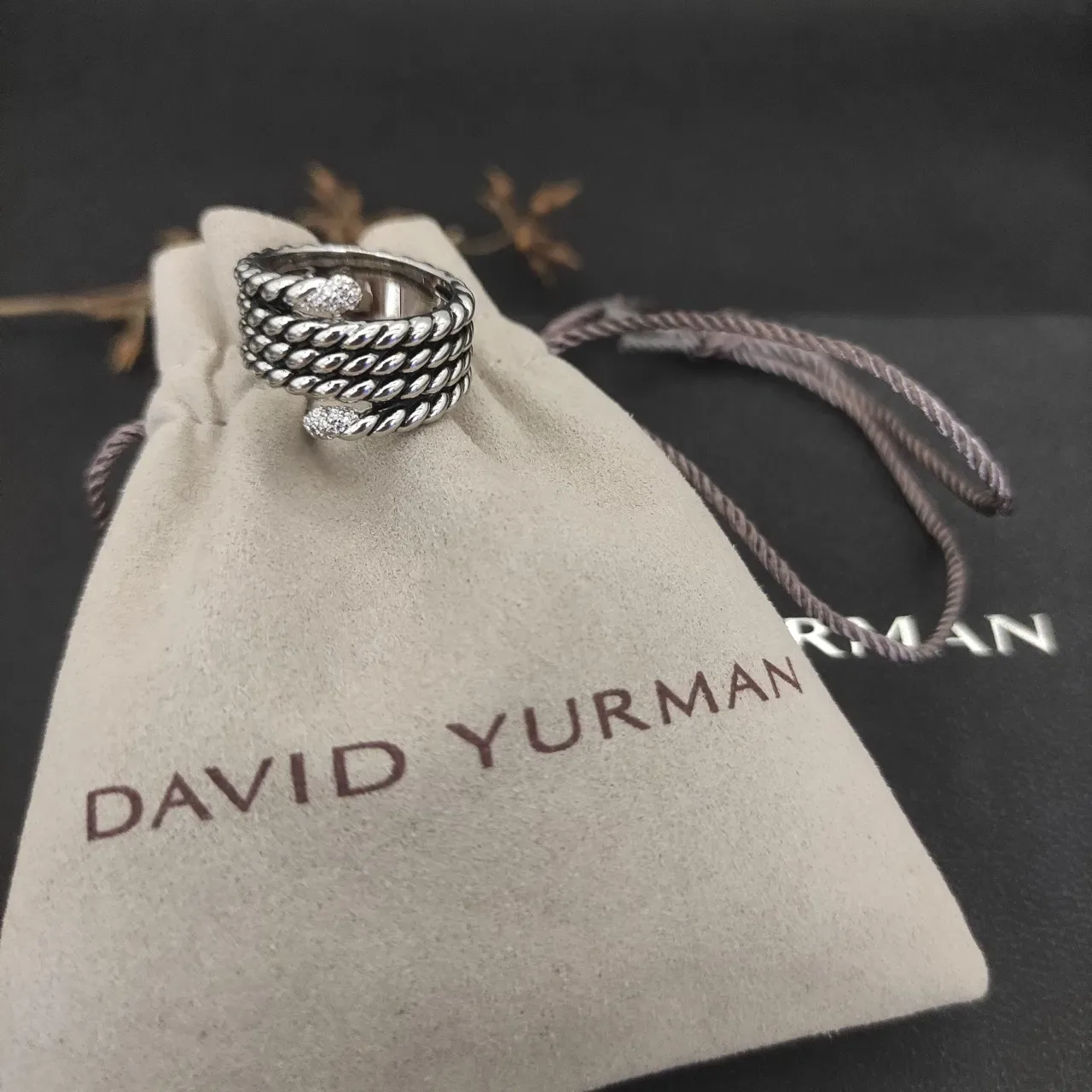 Silver White Coiled Scale-Textured Band Multi-Row Wrap Design Ring 2