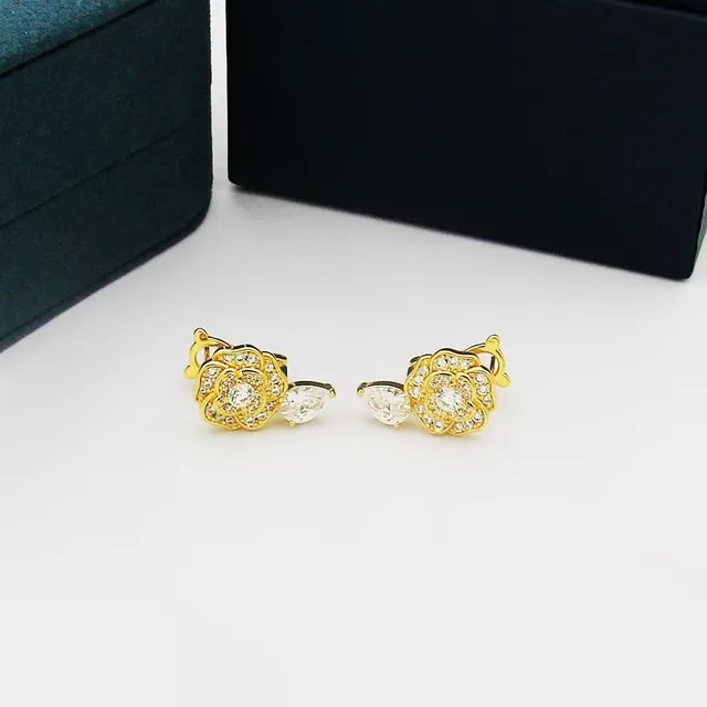 Silver White Floral Pavé Pear-Shaped Drop Earrings 6