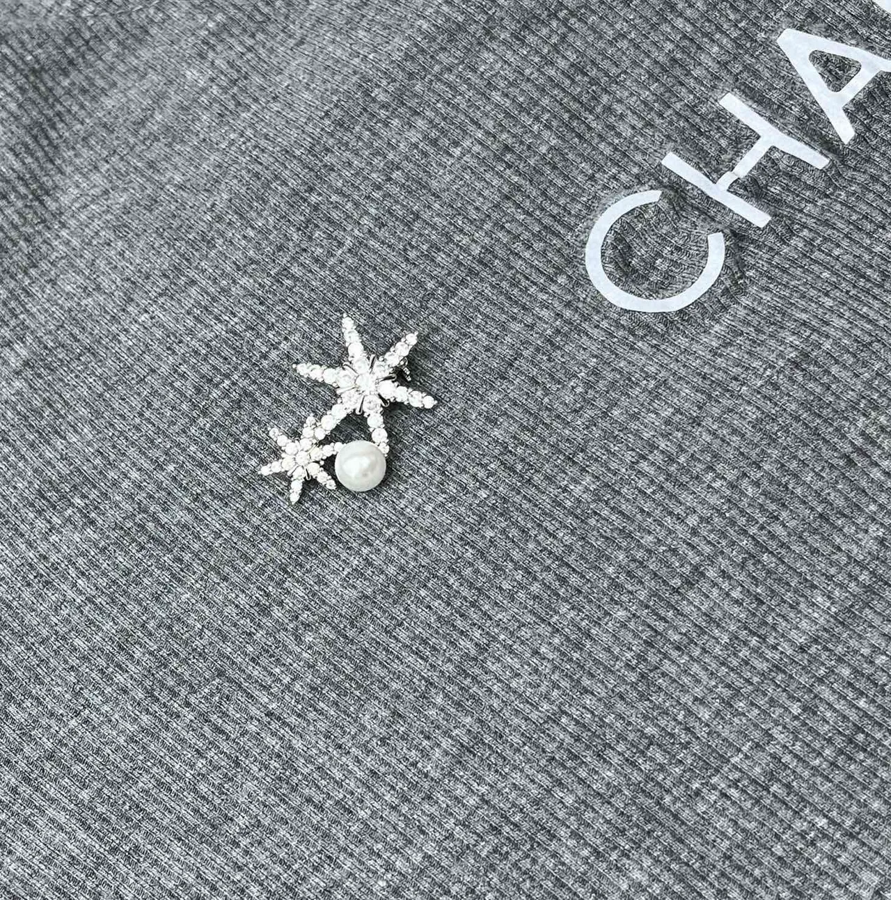 Silver White Starfish-Shaped Pave-Set Clear Stones Earrings 2