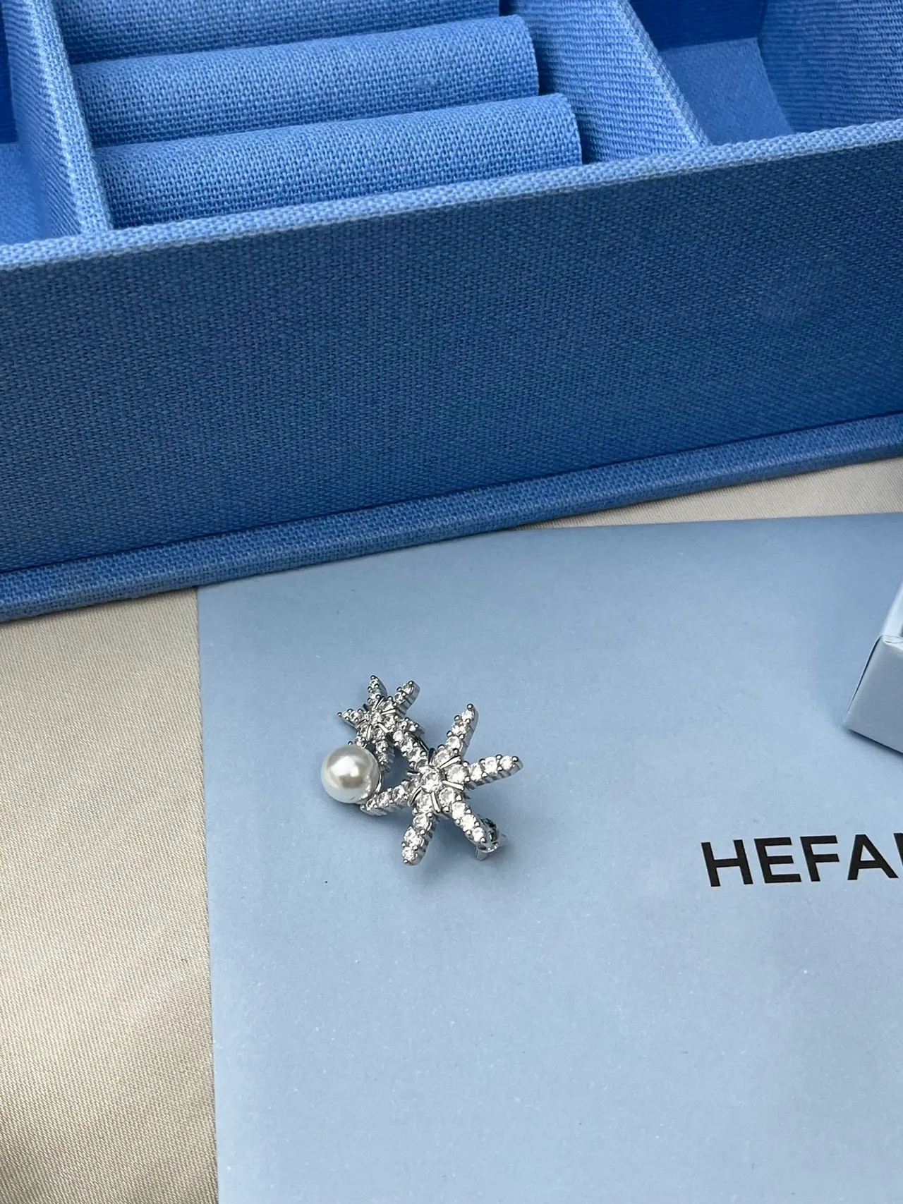 Silver White Starfish-Shaped Pave-Set Clear Stones Earrings 4