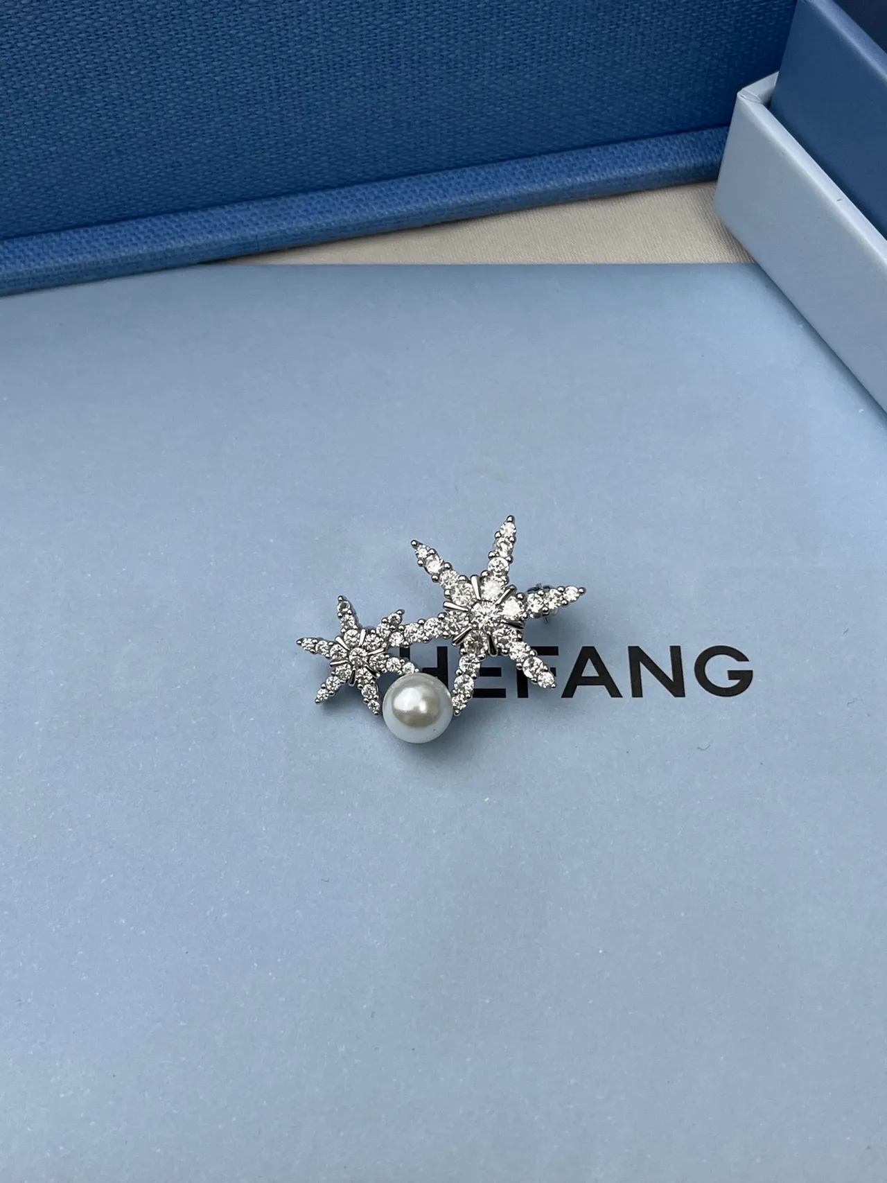 Silver White Starfish-Shaped Pave-Set Clear Stones Earrings 9