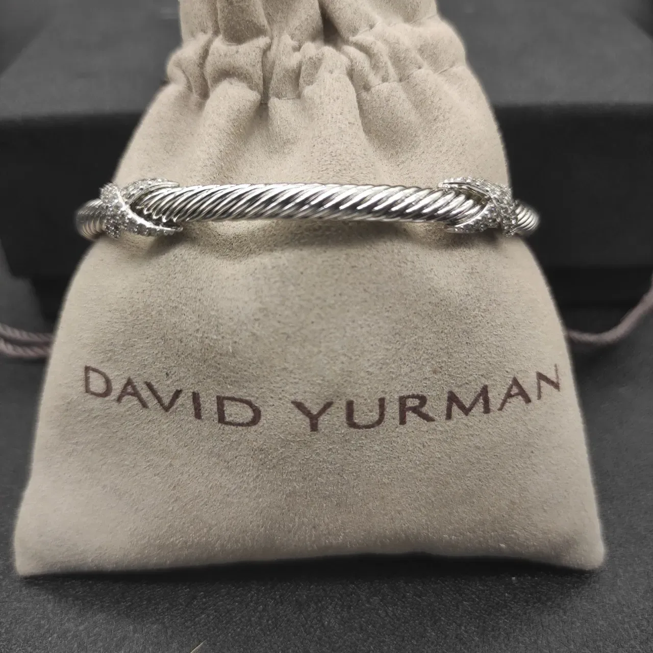 Silver White Twisted Rope Cable Pavé Stone Accents Bracelet 3