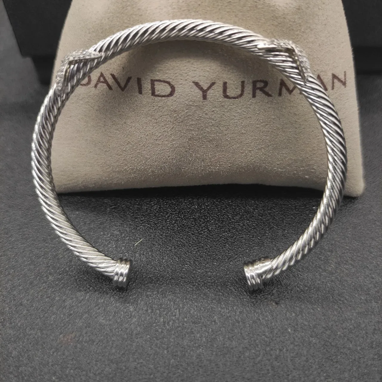 Silver White Twisted Rope Cable Pavé Stone Accents Bracelet 4