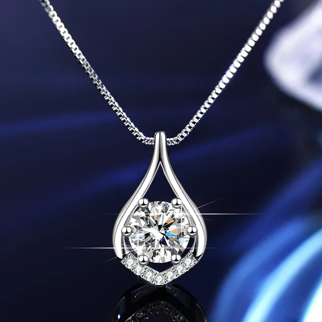 Solitaire Six-Prong Round Cut Pendant Necklace 9