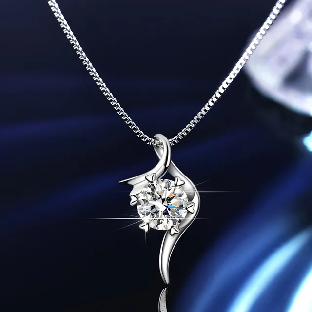 Solitaire Six-Prong Round Cut Pendant Necklace 11