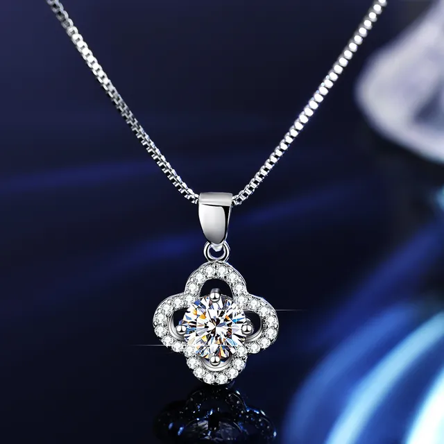 Solitaire Six-Prong Round Cut Pendant Necklace 12