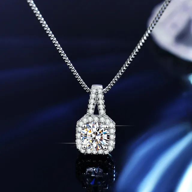 Solitaire Six-Prong Round Cut Pendant Necklace 13