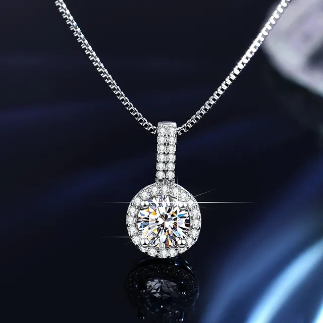 Solitaire Six-Prong Round Cut Pendant Necklace 14