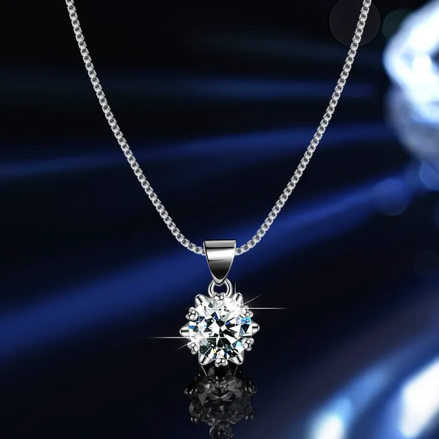 Solitaire Six-Prong Round Cut Pendant Necklace 17