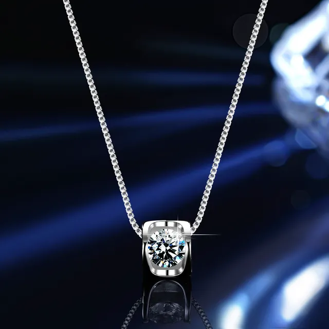 Solitaire Six-Prong Round Cut Pendant Necklace 19