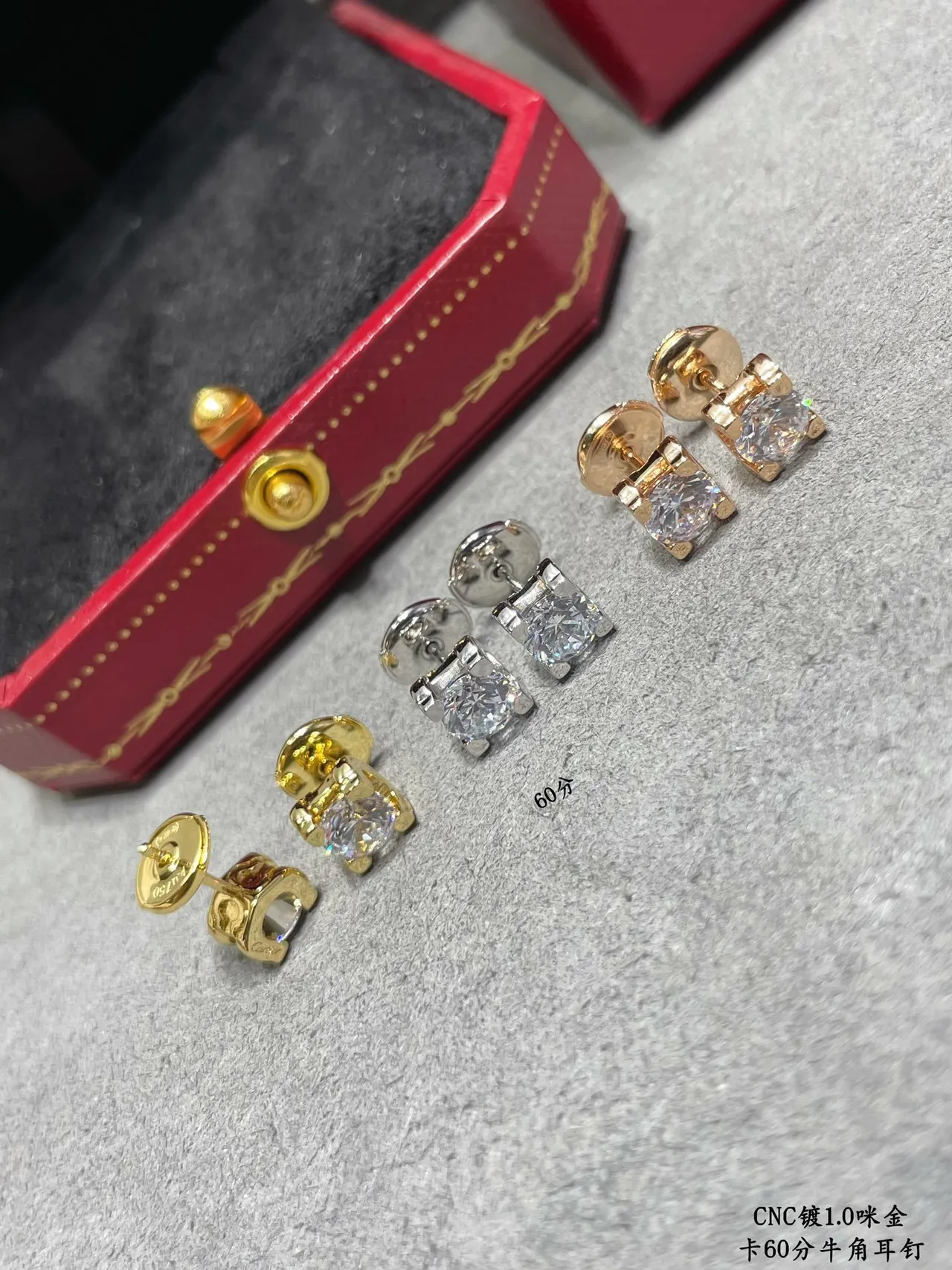 Square-Cut Clear Stone Four-Prong Stud Earrings 9