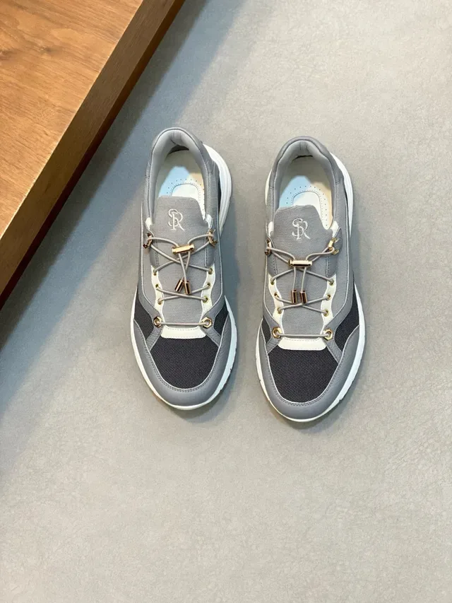 Stefano Ricci Gray and Navy Toggle-Lace Lifestyle Sneakers 2