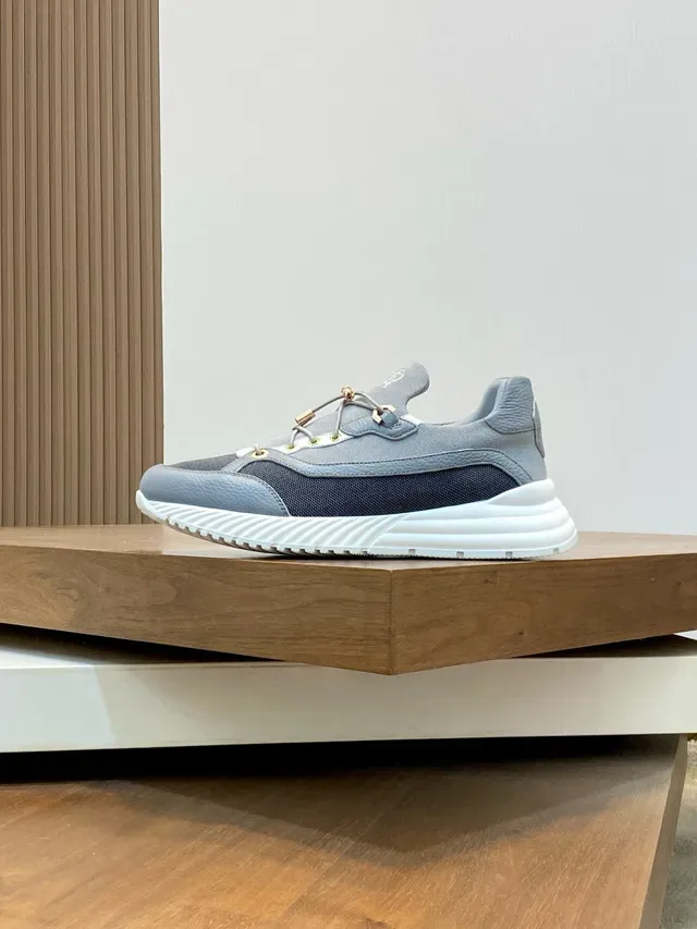 Stefano Ricci Gray and Navy Toggle-Lace Lifestyle Sneakers 3