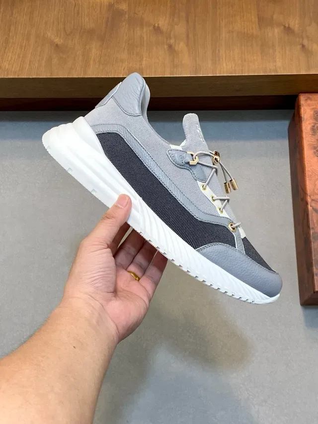 Stefano Ricci Gray and Navy Toggle-Lace Lifestyle Sneakers 4