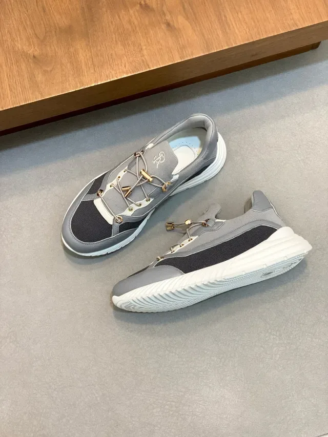 Stefano Ricci Gray and Navy Toggle-Lace Lifestyle Sneakers 5
