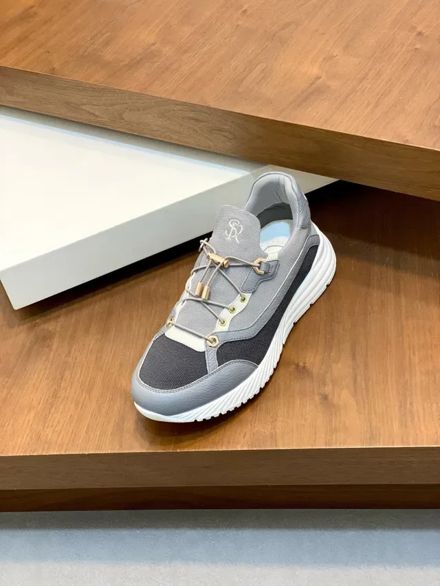 Stefano Ricci Gray and Navy Toggle-Lace Lifestyle Sneakers 6