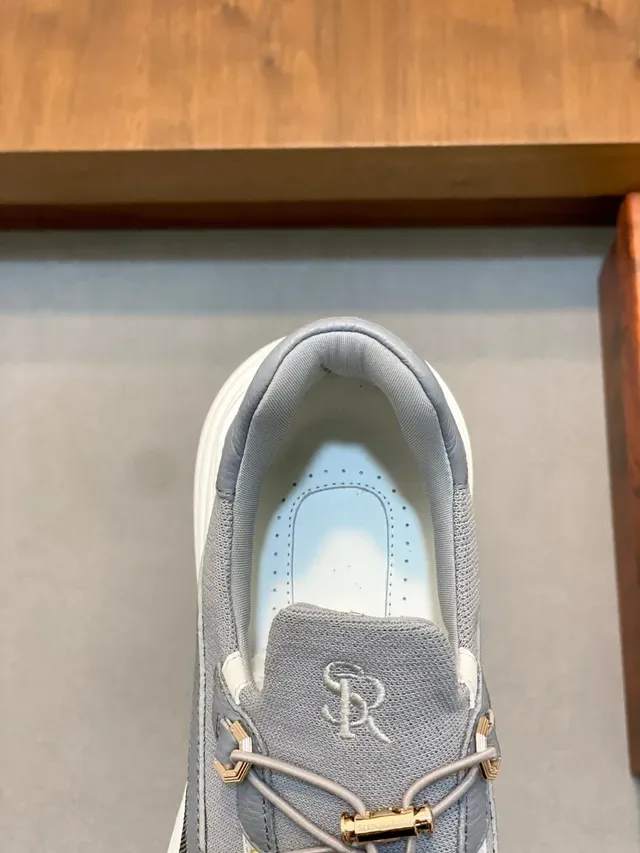 Stefano Ricci Gray and Navy Toggle-Lace Lifestyle Sneakers 7