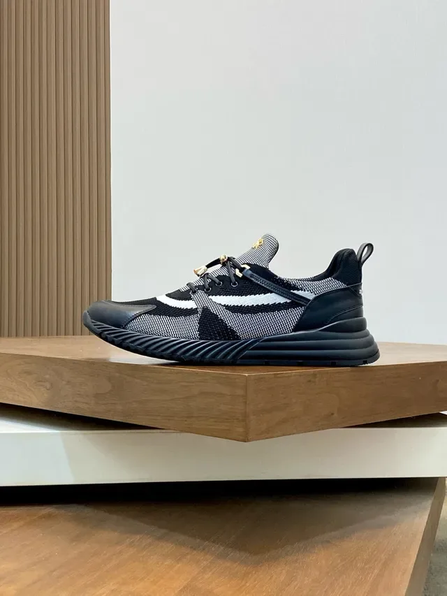 Stefano Ricci Knit Mesh Striped Black Gray White Lifestyle Sneakers 3
