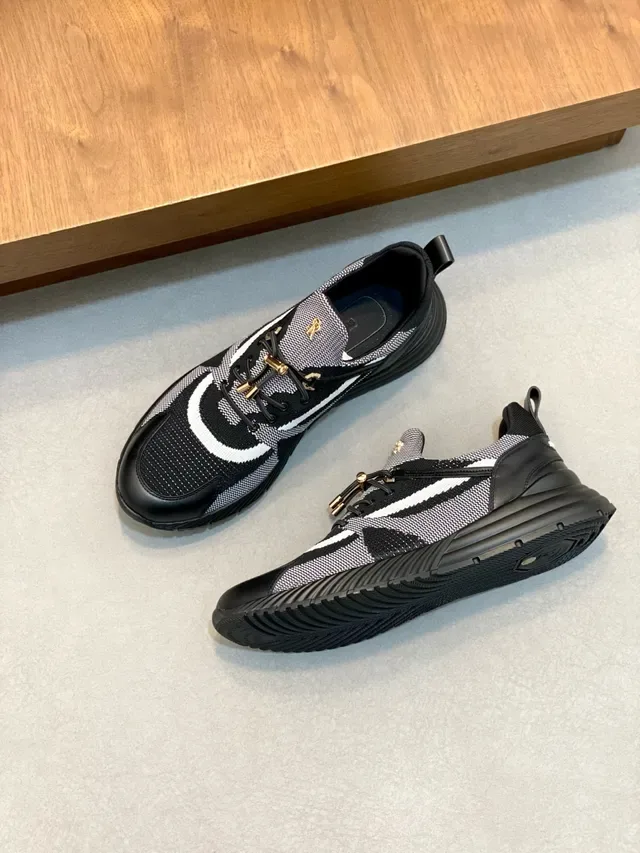 Stefano Ricci Knit Mesh Striped Black Gray White Lifestyle Sneakers 5