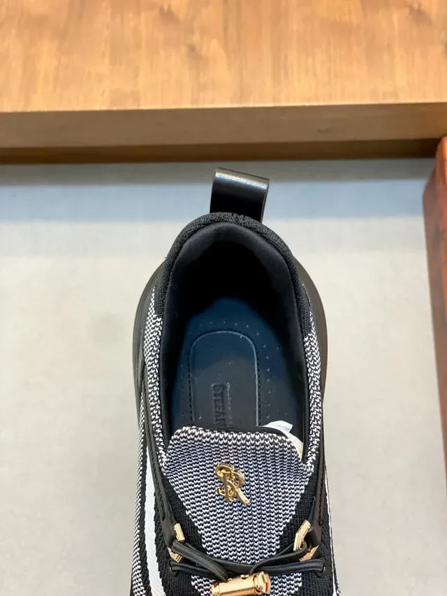 Stefano Ricci Knit Mesh Striped Black Gray White Lifestyle Sneakers 7