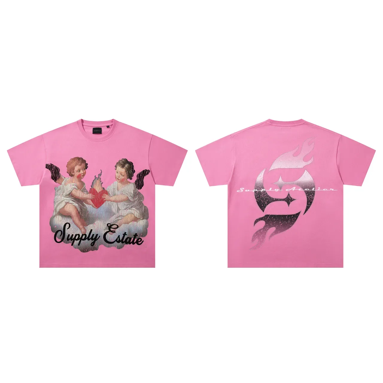 Supply Estate Graphic Print Pink Oversized T-Shirt 2