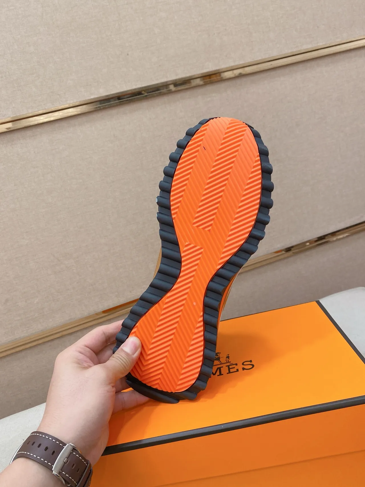 Tan and Orange Layered Suede-Mesh Lifestyle Sneaker 2