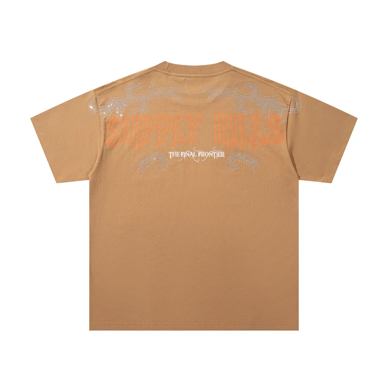 Tan Graphic Print Rhinestone Embellished Western Motif T-Shirt 3