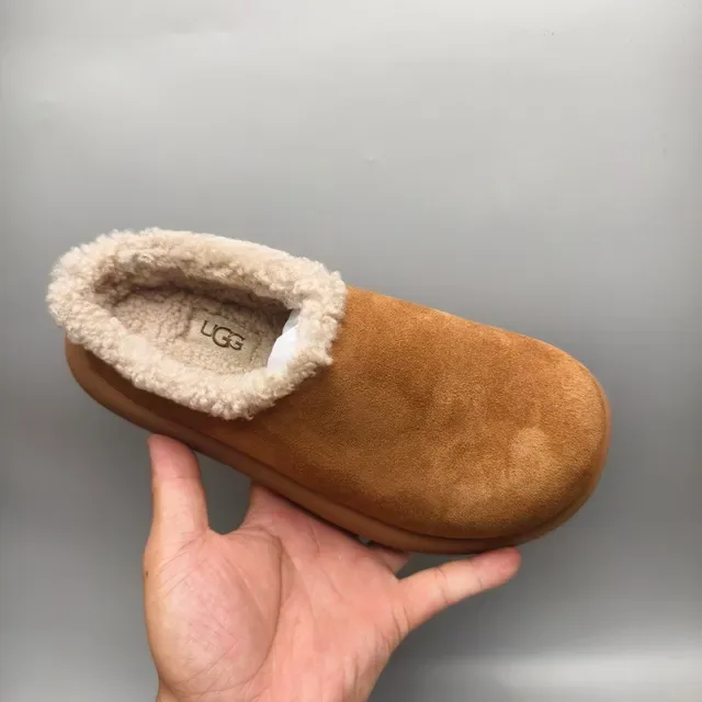 Tan Suede Shearling-Lined Chunky Platform Slip-On Casual Shoe 3
