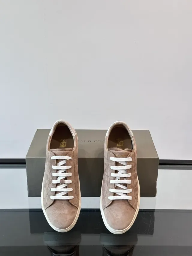 Taupe Suede Low-Top Lace-Up Sneakers 4