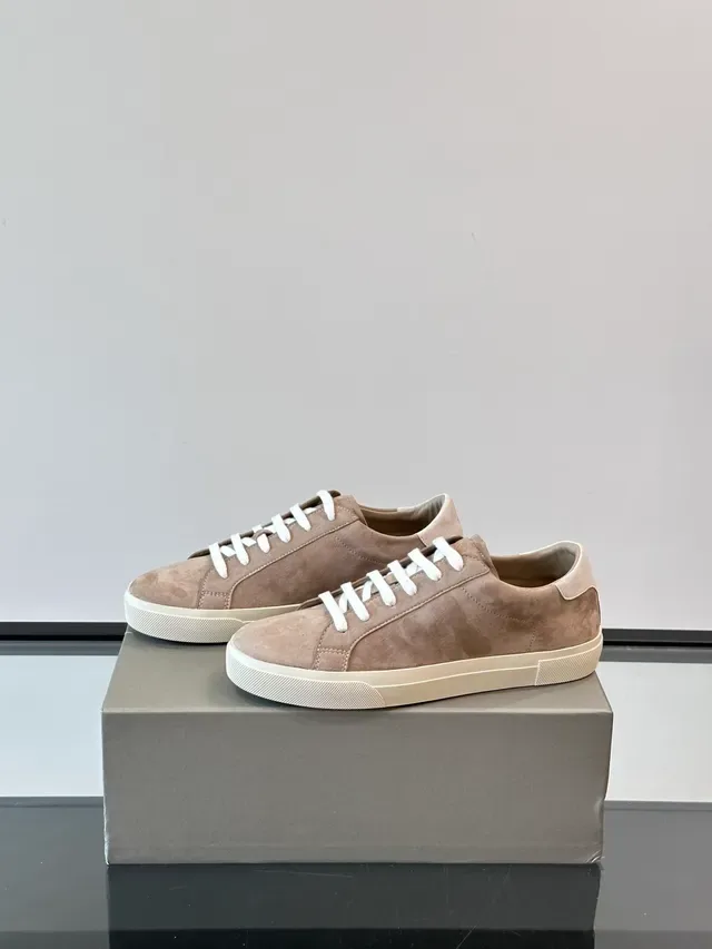 Taupe Suede Low-Top Lace-Up Sneakers 5