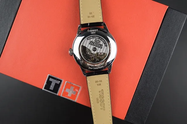 Tissot Black Silver Round Dial Guilloché Center Mechanical Watch 7