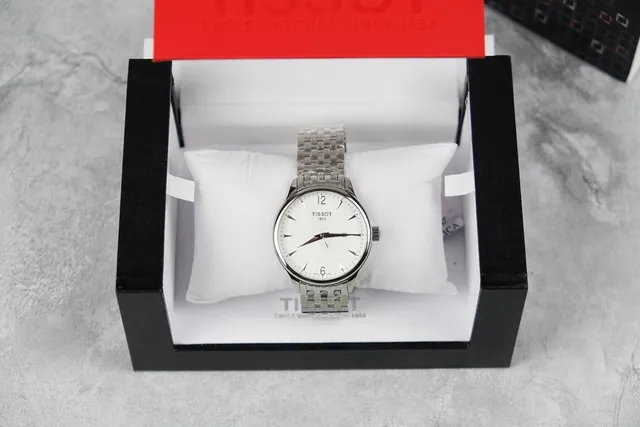 Tissot Tradition Silver White Slim Stainless Steel Case Date Window At 3 O'clock Mechanical Watch 3