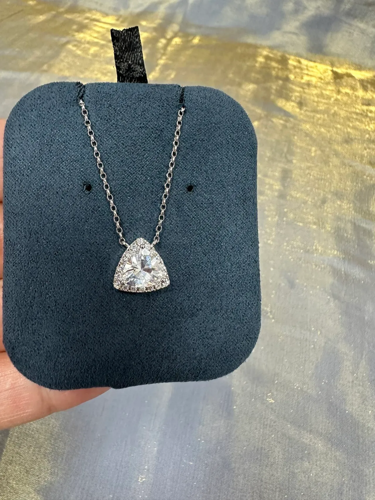 Triangular Faceted Stone Pendant Necklace 7