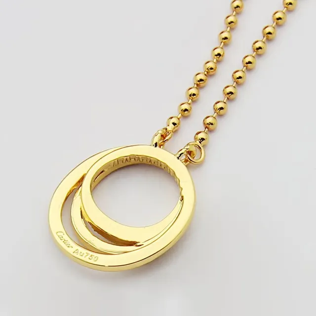Triple-Tone Double Hoop Crystal Pendant Necklaces 2