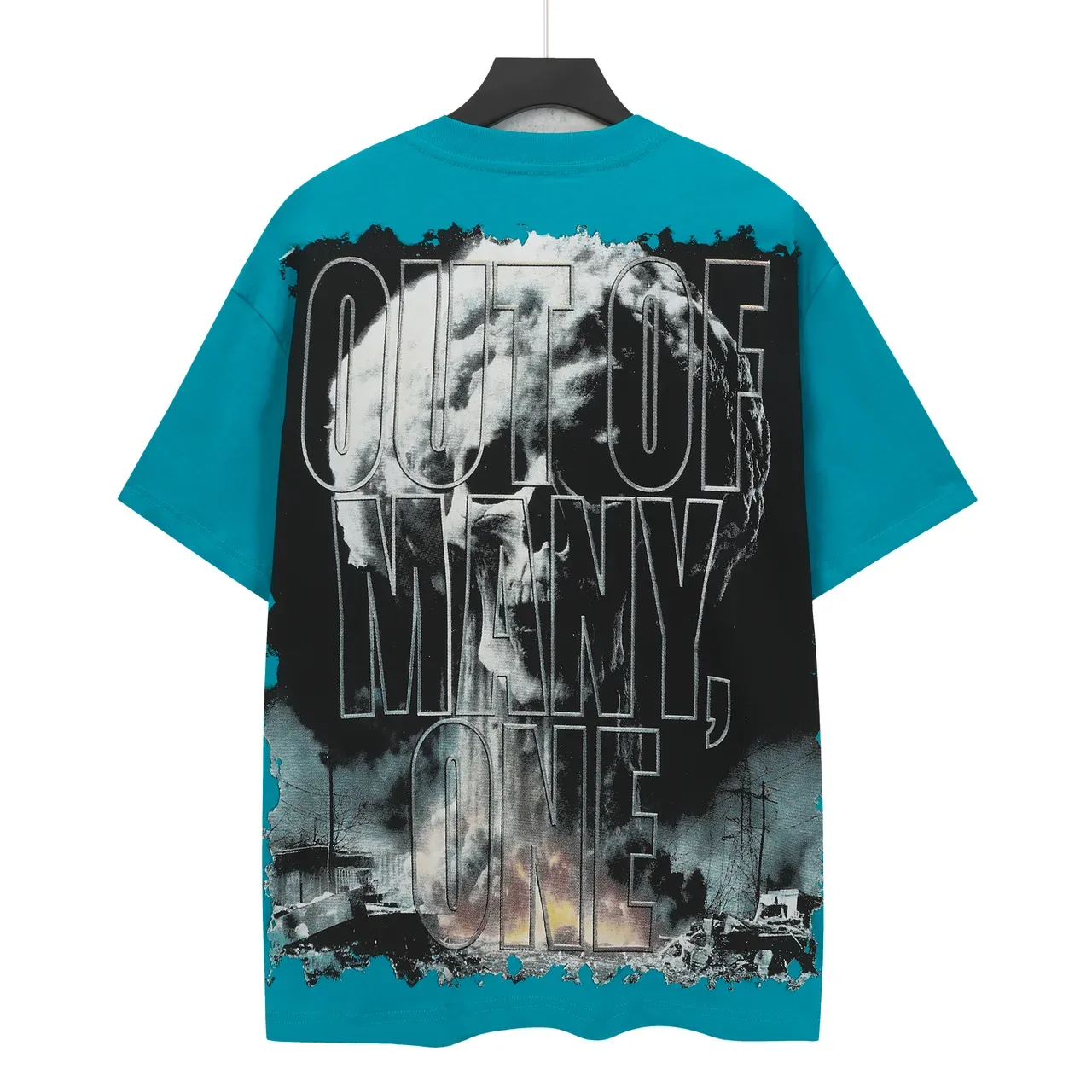 Turquoise Graphic Print Oversized T-Shirt 3